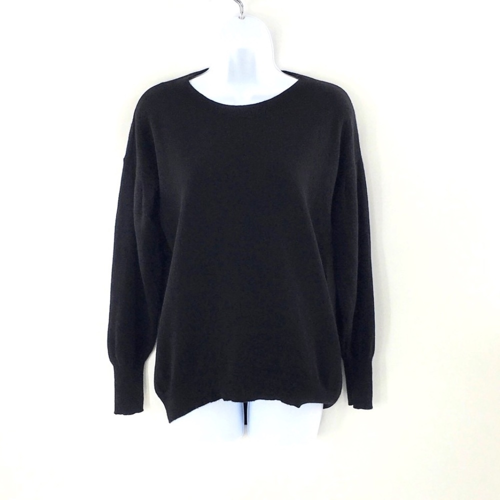 Chicos Black Label Cashmere Sweater Black Womens Relaxed Fit Long Sleeve Sz XS